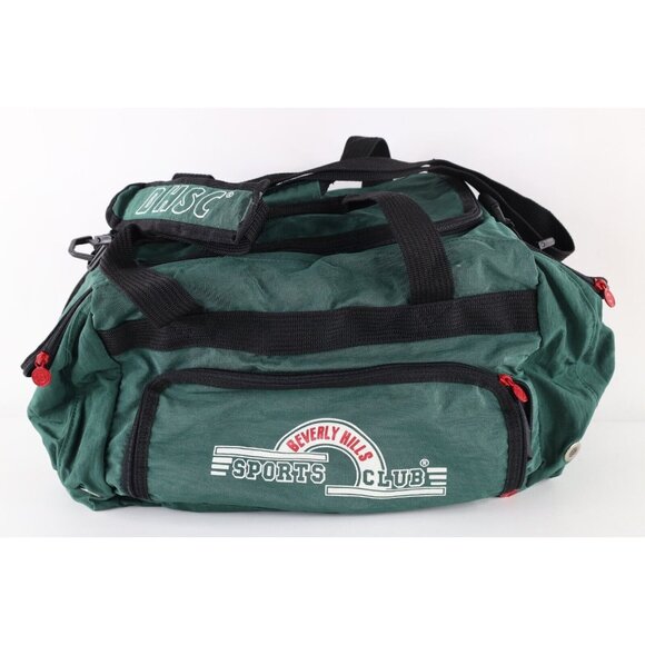 Vtg 90s Beverly Hills Sports Club Spell Out Handled Duffel Bag Carry On Green
